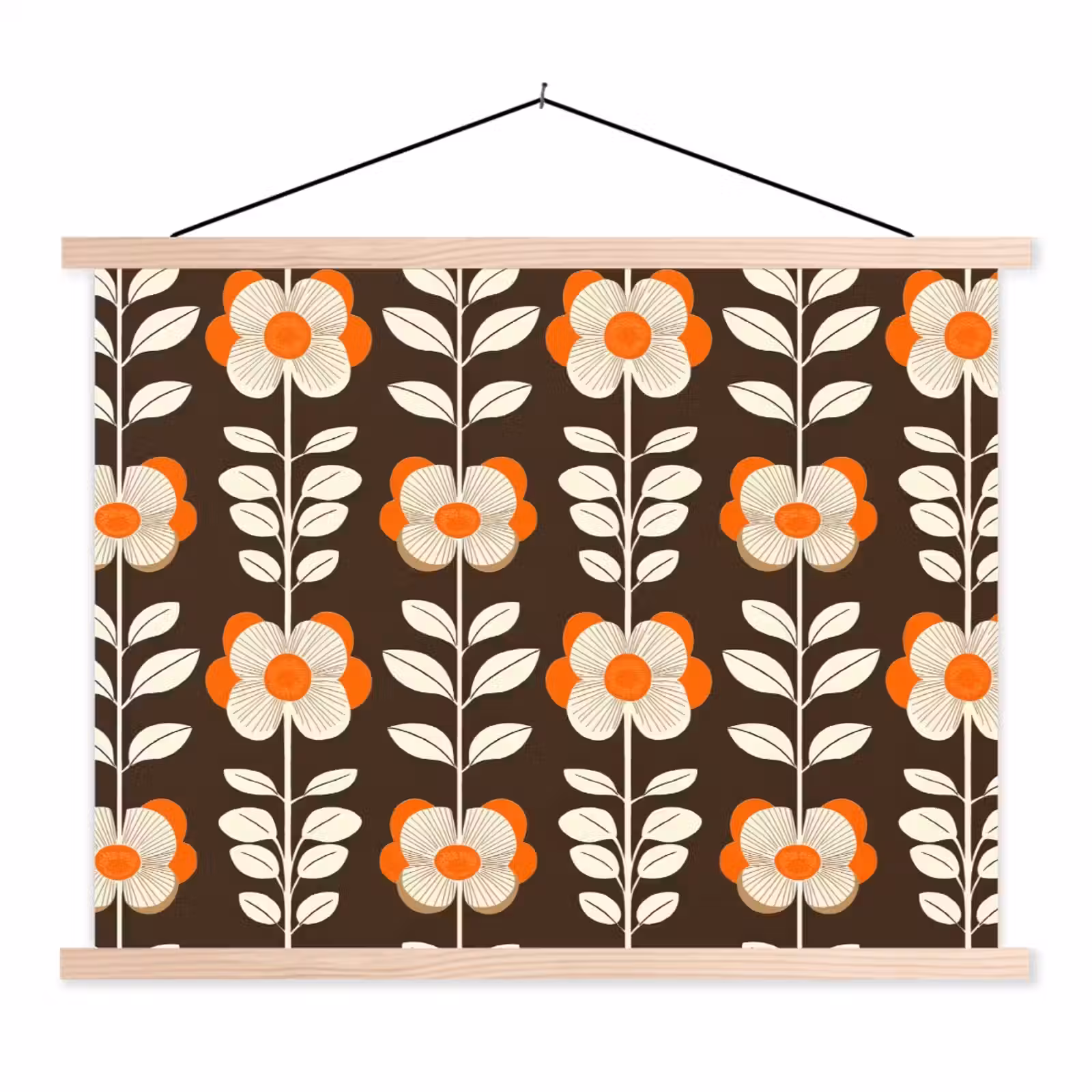 Schoolplaat - Bloemen - Retro - Bruin — 1