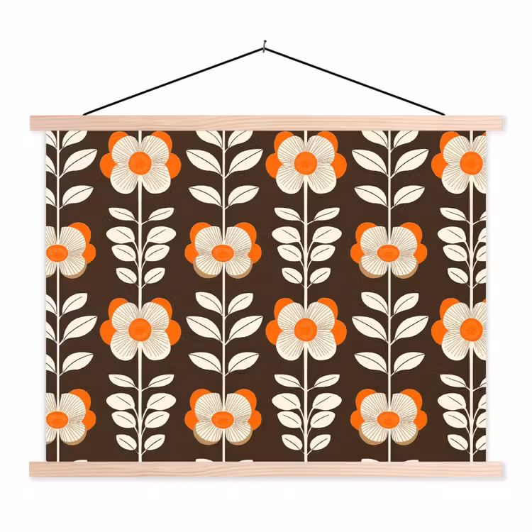 Schoolplaat - Bloemen - Retro - Bruin — 1