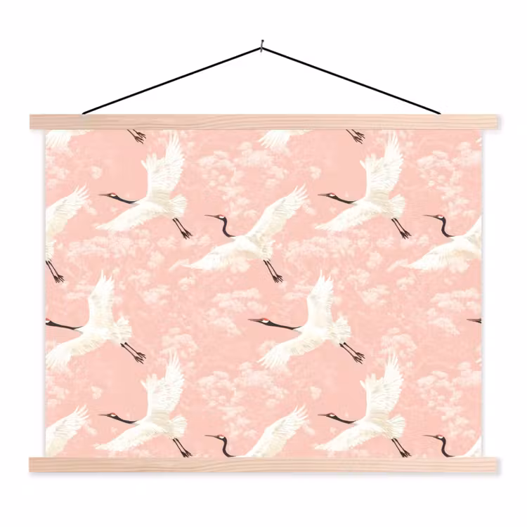 Schoolplaat - Kraanvogels - Bloesem - Roze — 1