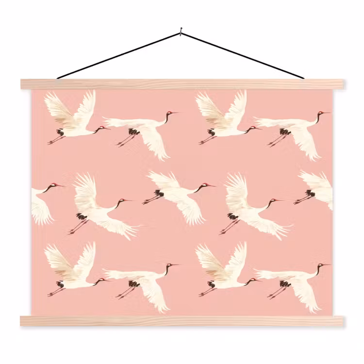 Schoolplaat - Modern - Kraanvogels - Roze — 1