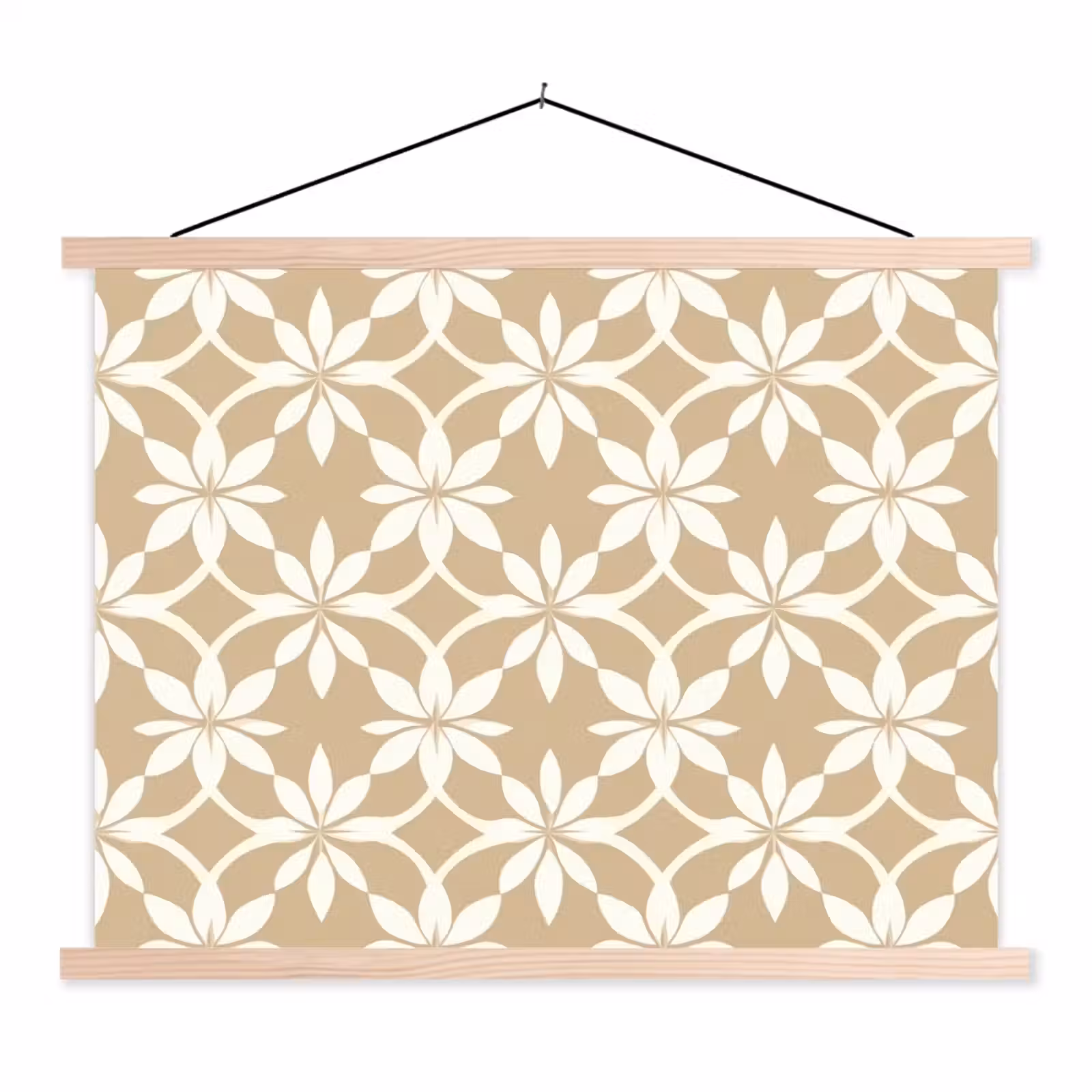 Schoolplaat - Bloemen - Patroon - Beige — 1