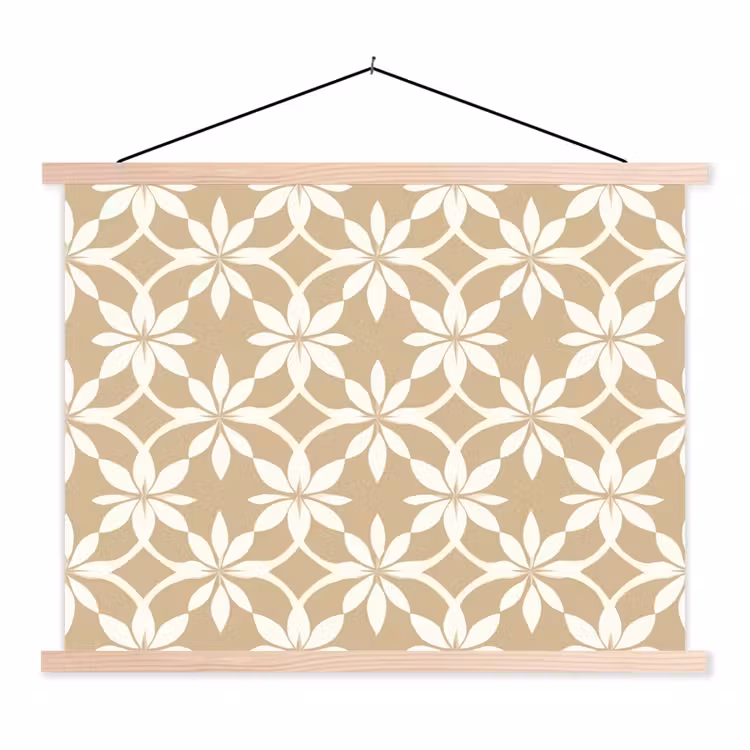 Schoolplaat - Bloemen - Patroon - Beige — 1
