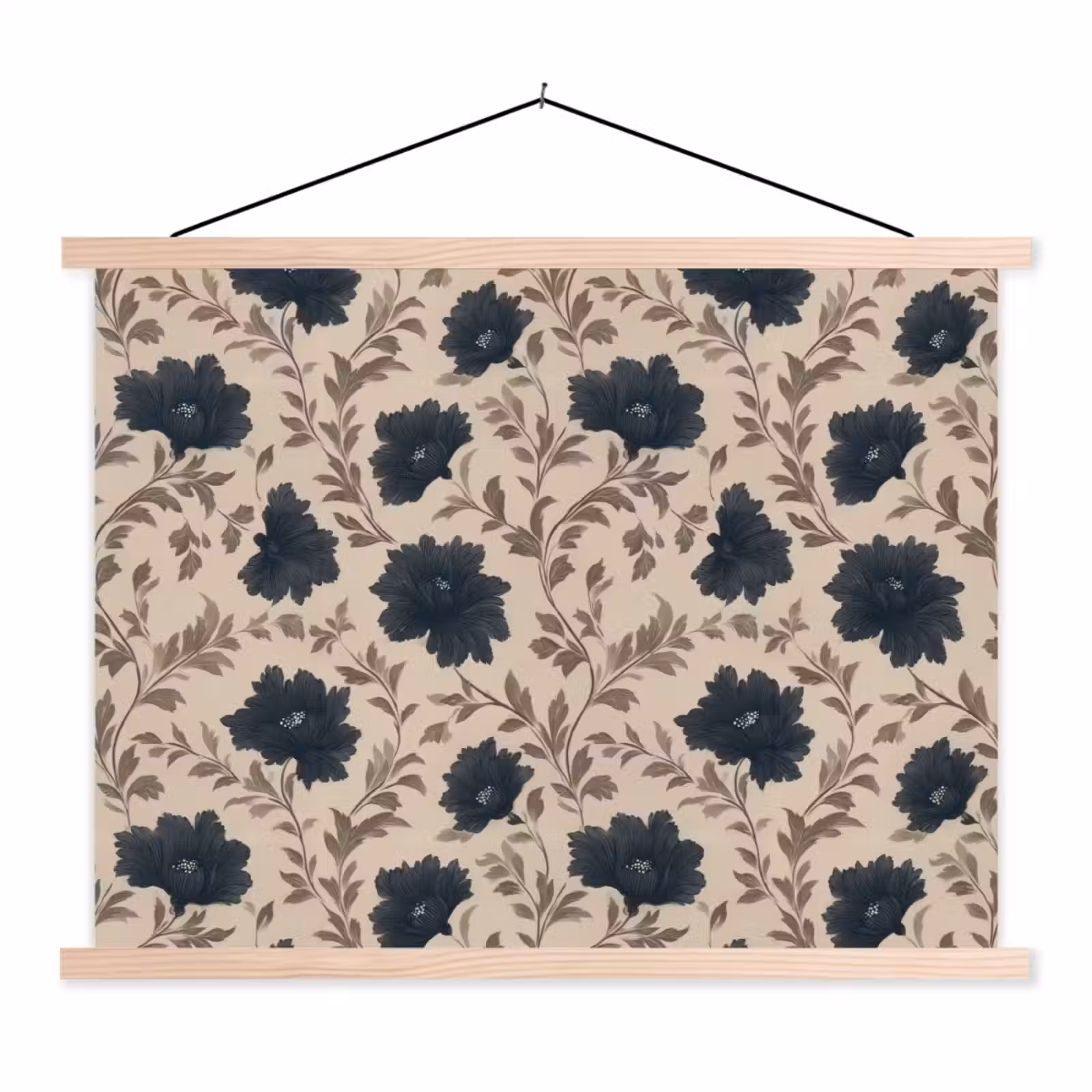 Schoolplaat - Motief - Bloemen - Zwart - Beige — 1