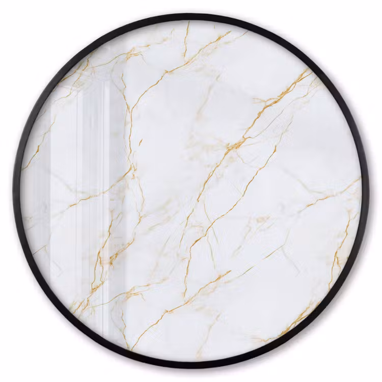 Ronde fotolijst - Wit - Marmer - Goud - Luxueus — 1