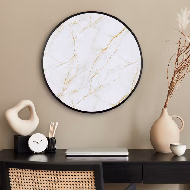 Ronde fotolijst - Wit - Marmer - Goud - Luxueus — 2