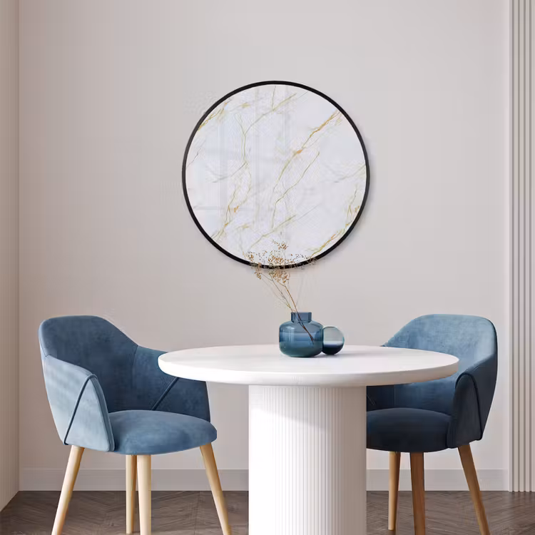 Ronde fotolijst - Wit - Marmer - Goud - Luxueus — 3