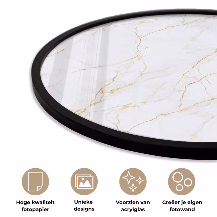 Ronde fotolijst - Wit - Marmer - Goud - Luxueus — 5