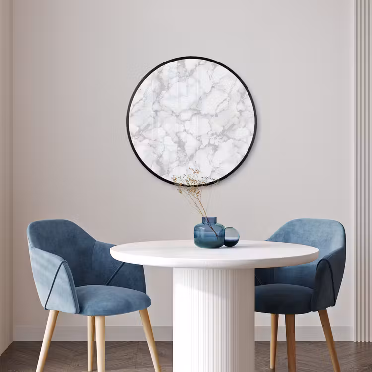 Ronde fotolijst - Wit - Marmer - Grijs — 3