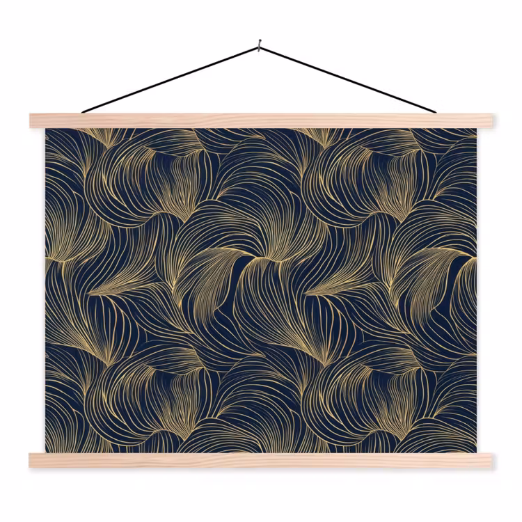 Schoolplaat - Abstract - Lijnen - Blauw - Goud — 1
