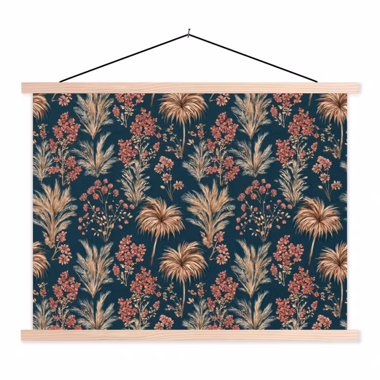 Schoolplaat - Botanisch - Patroon - Blauw — 1