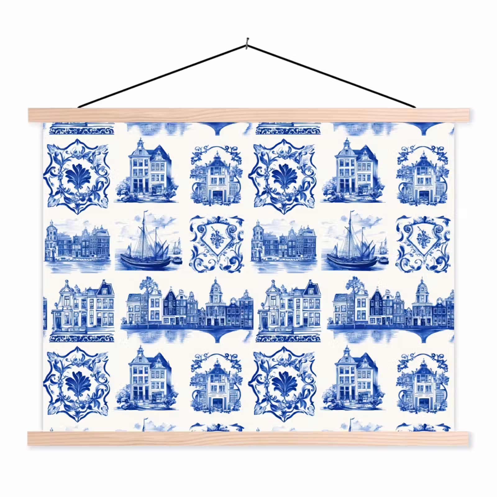 Schoolplaat - Huizen - Schepen - Blauw — 1
