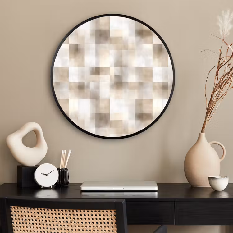 Ronde fotolijst - Textuur - Linnen - Beige — 2