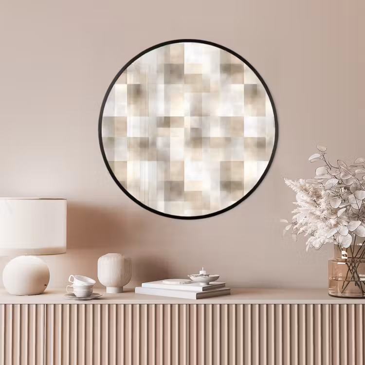 Ronde fotolijst - Textuur - Linnen - Beige — 4