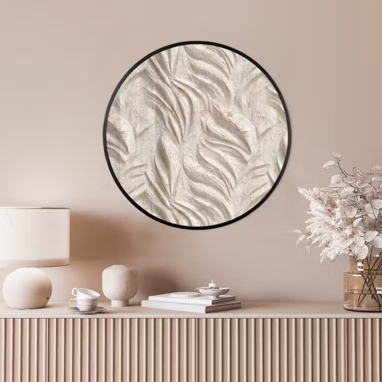 Ronde fotolijst - Textuur - Reliëf - Beige — 4