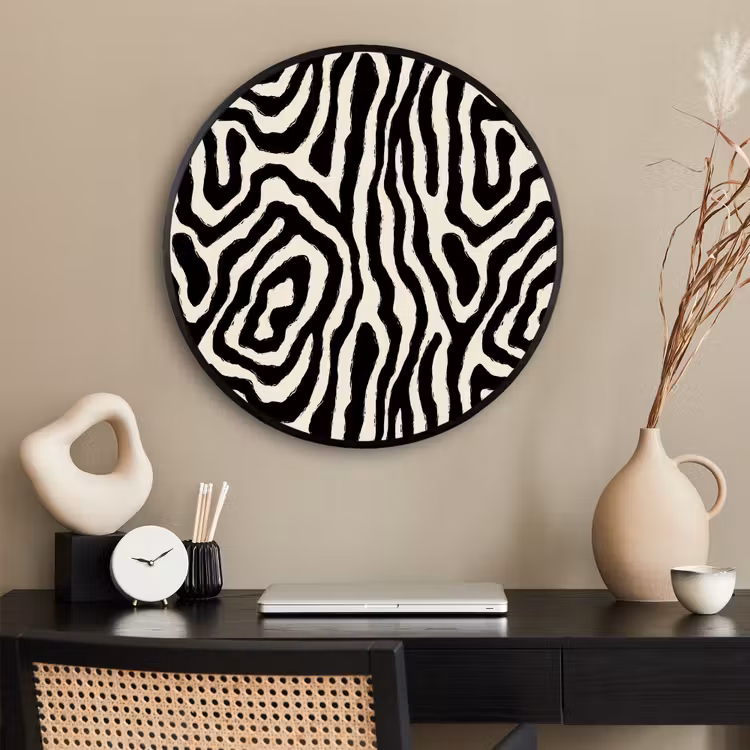Ronde fotolijst - Zebra - Zwart - Abstract — 2