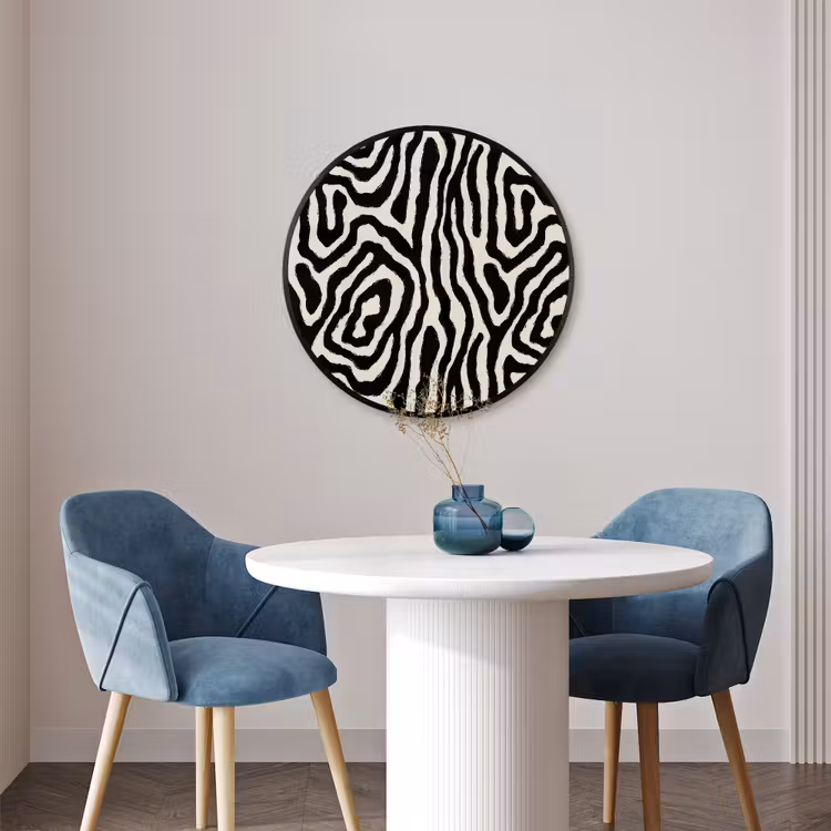Ronde fotolijst - Zebra - Zwart - Abstract — 3