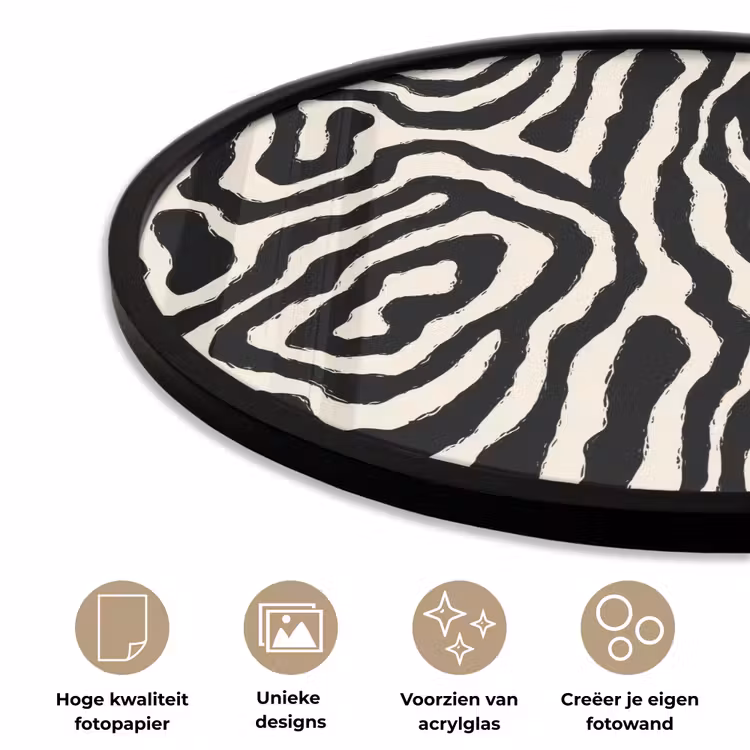Ronde fotolijst - Zebra - Zwart - Abstract — 5