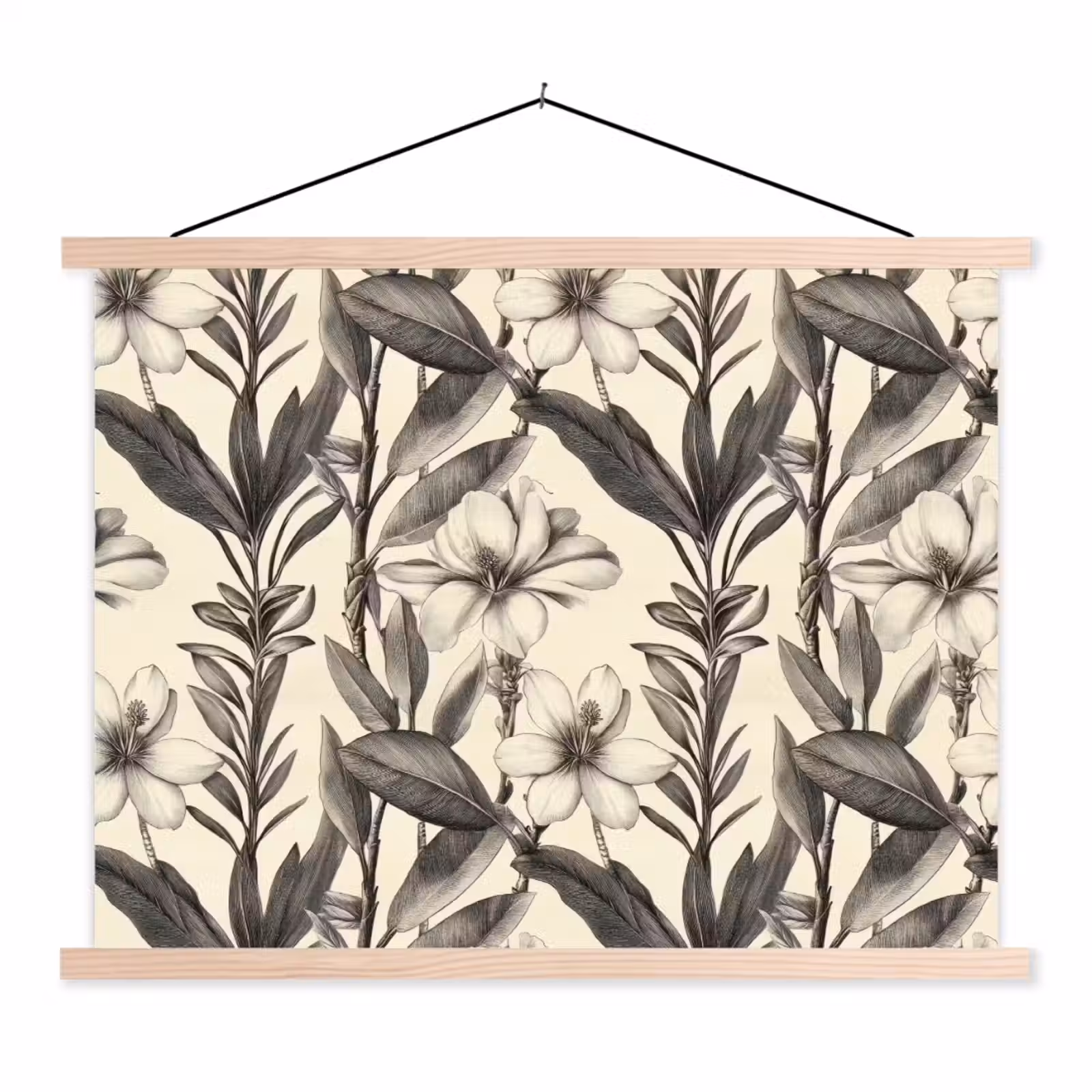 Schoolplaat - Klassiek - Botanisch - Zwart - Beige — 1