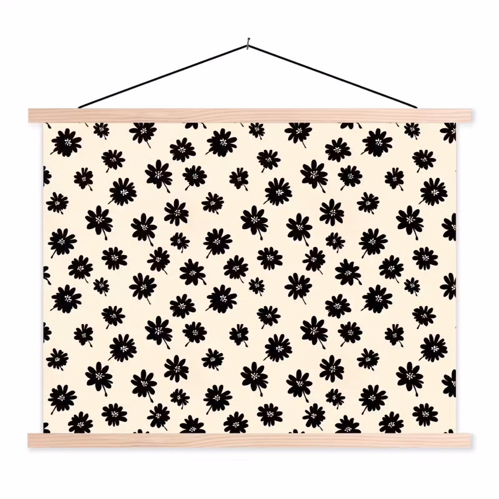 Schoolplaat - Madeliefjes - Grafisch - Zwart - Beige — 1