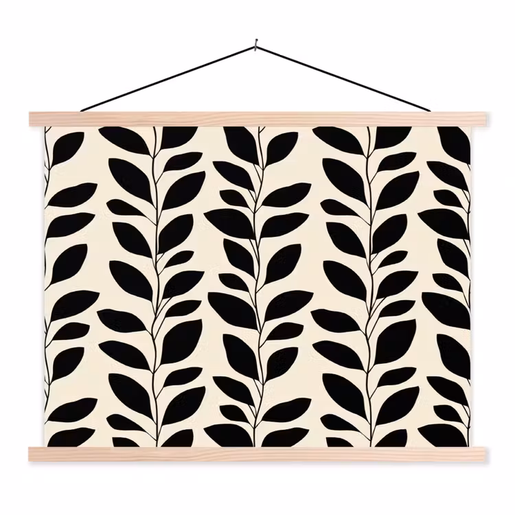 Schoolplaat - Botanisch - Dessin - Zwart - Beige — 1
