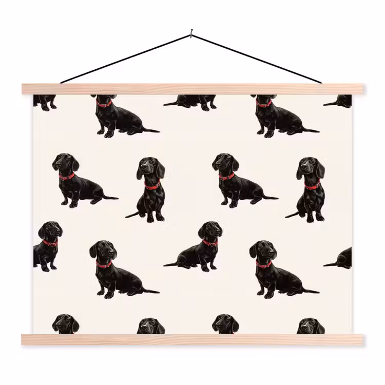 Schoolplaat - Hond - Patroon - Zwart — 1