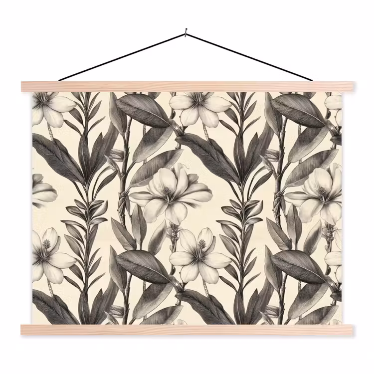 Schoolplaat - Klassiek - Botanisch - Zwart - Beige — 1