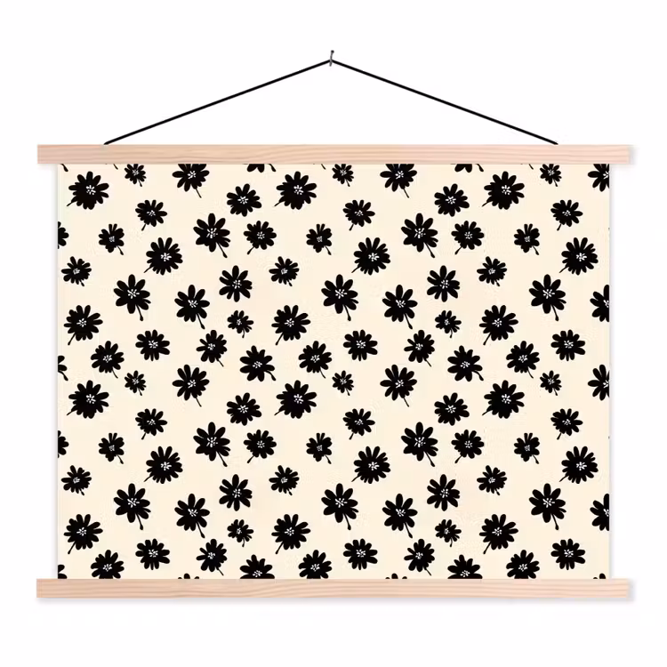 Schoolplaat - Madeliefjes - Grafisch - Zwart - Beige — 1