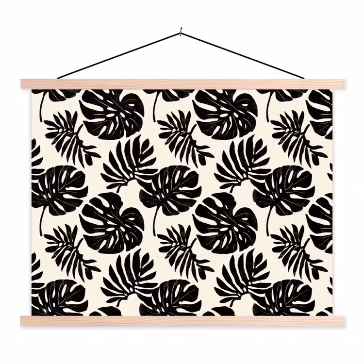 Schoolplaat - Modern - Monstera - Zwart — 1