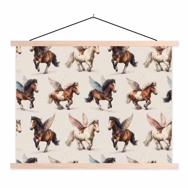 Schoolplaat - Paarden - Vleugels - Kleurrijk — 1