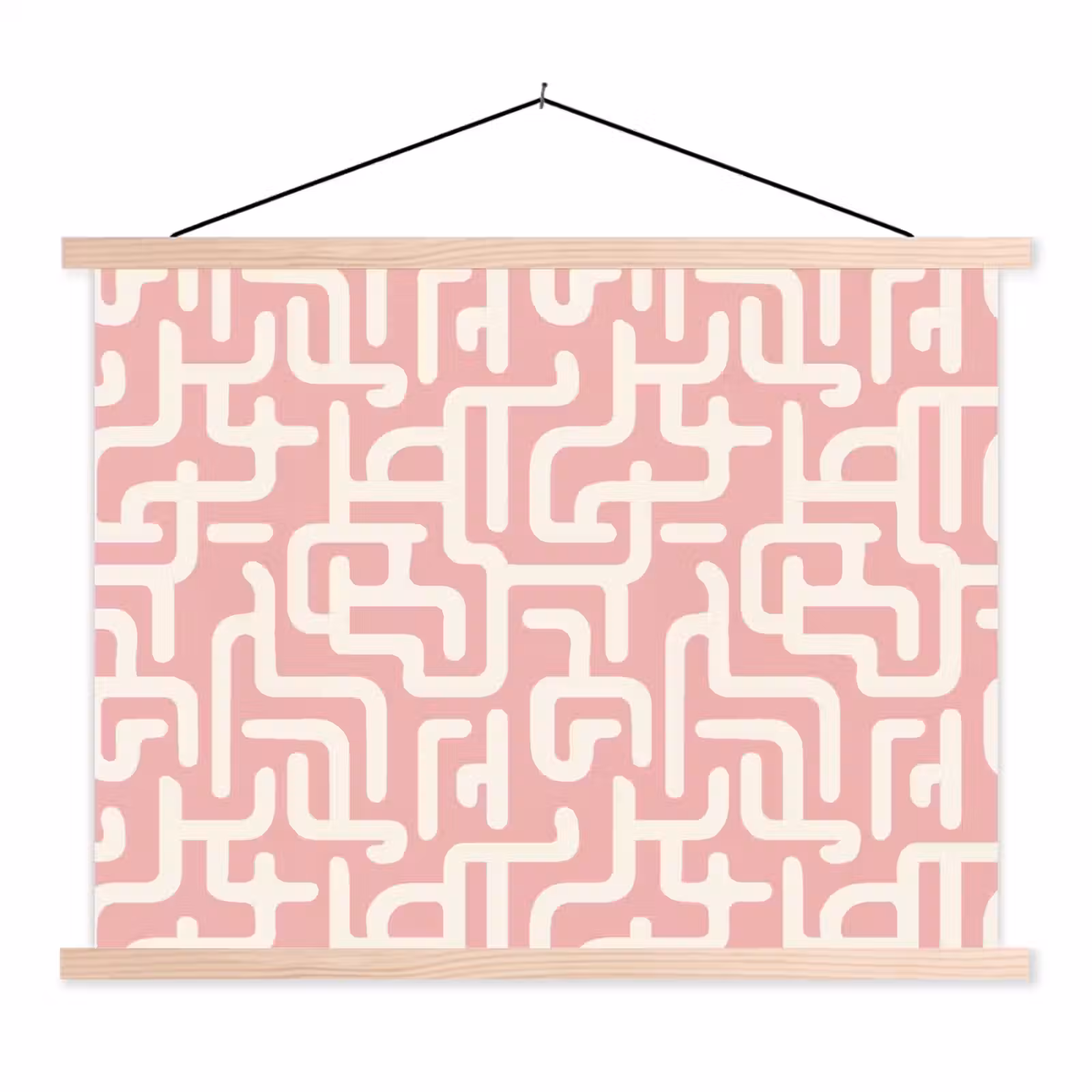 Schoolplaat - Doolhofpatroon - Roze - Wit - Abstract — 1