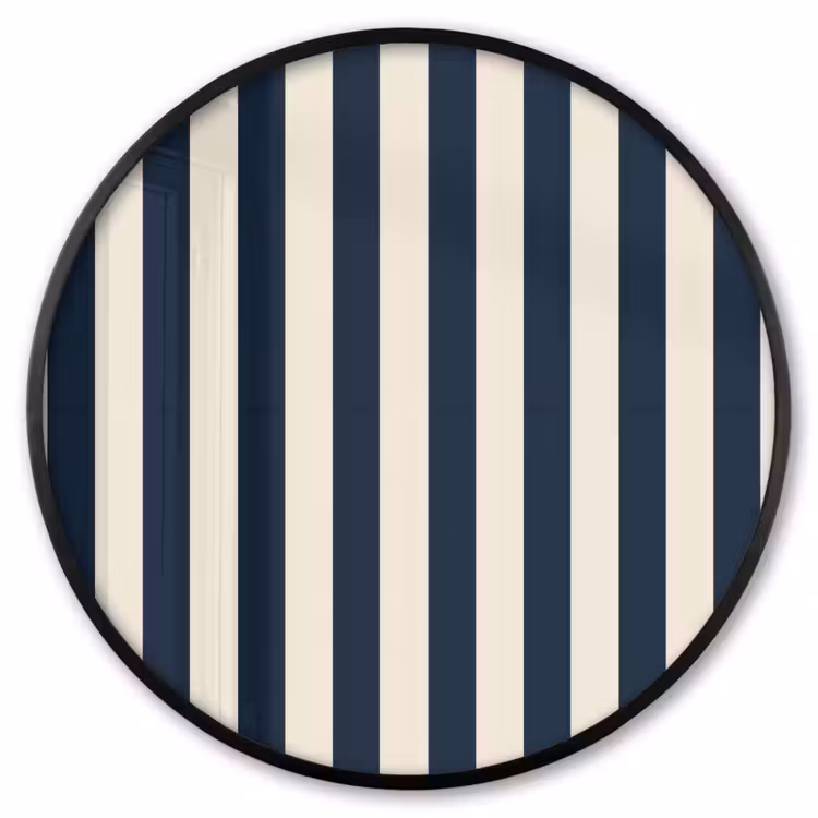 Ronde fotolijst - Verticale strepen - Blauw - Crème — 1
