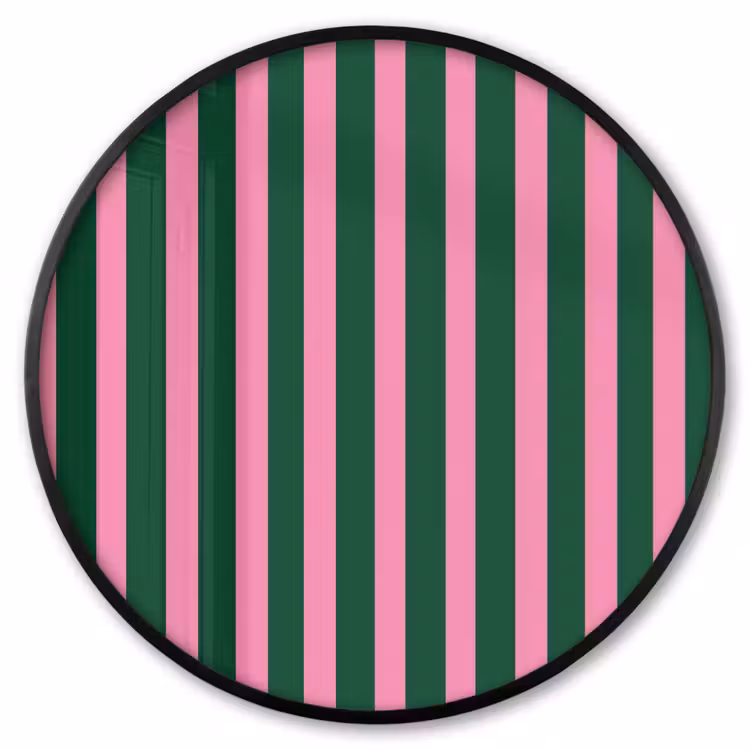 Ronde fotolijst - Verticale strepen - Groen - Roze — 1