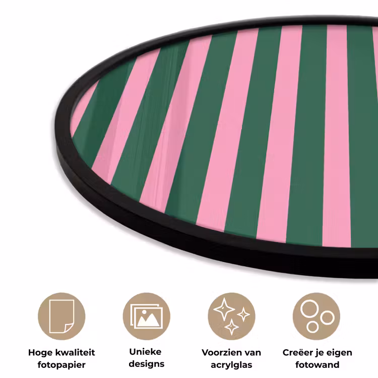 Ronde fotolijst - Verticale strepen - Groen - Roze — 5
