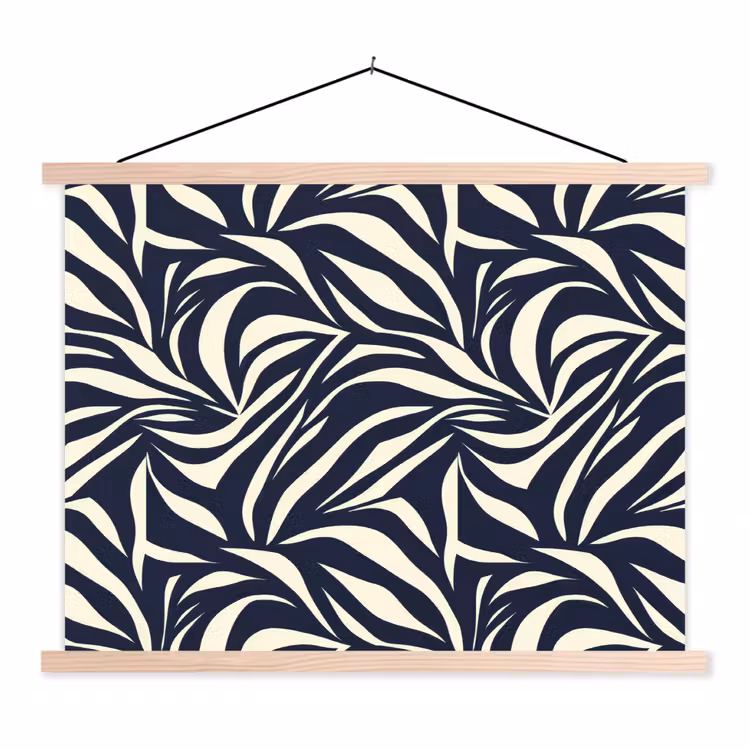 Schoolplaat - Bladvormen - Blauw - Patroon - Wit — 1