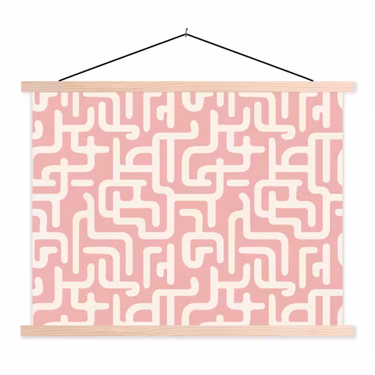 Schoolplaat - Doolhofpatroon - Roze - Wit - Abstract — 1