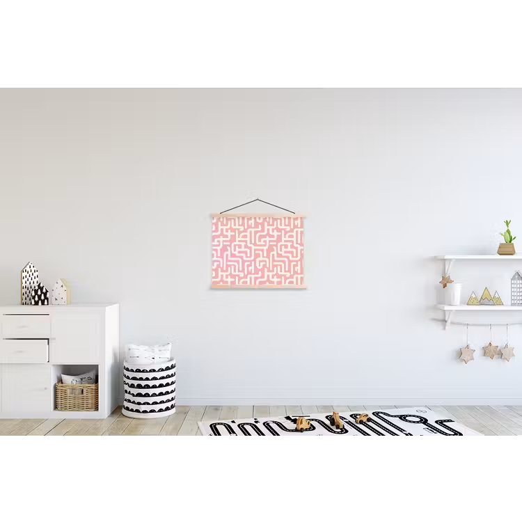 Schoolplaat - Doolhofpatroon - Roze - Wit - Abstract — 3