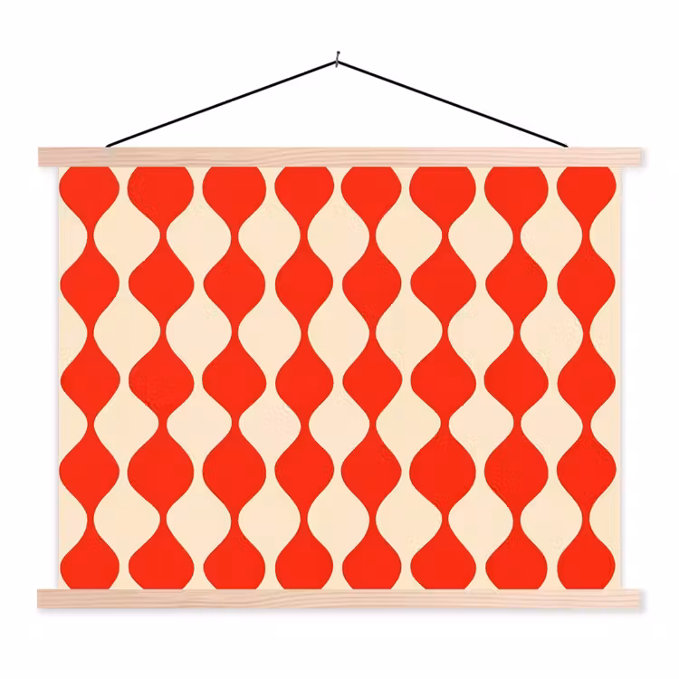 Schoolplaat - Golvend patroon - Retro - Rood - Beige — 1