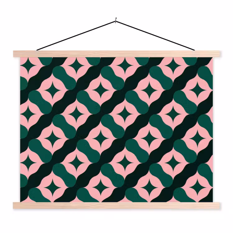 Schoolplaat - Groen - Roze - Retro - Sterren — 1