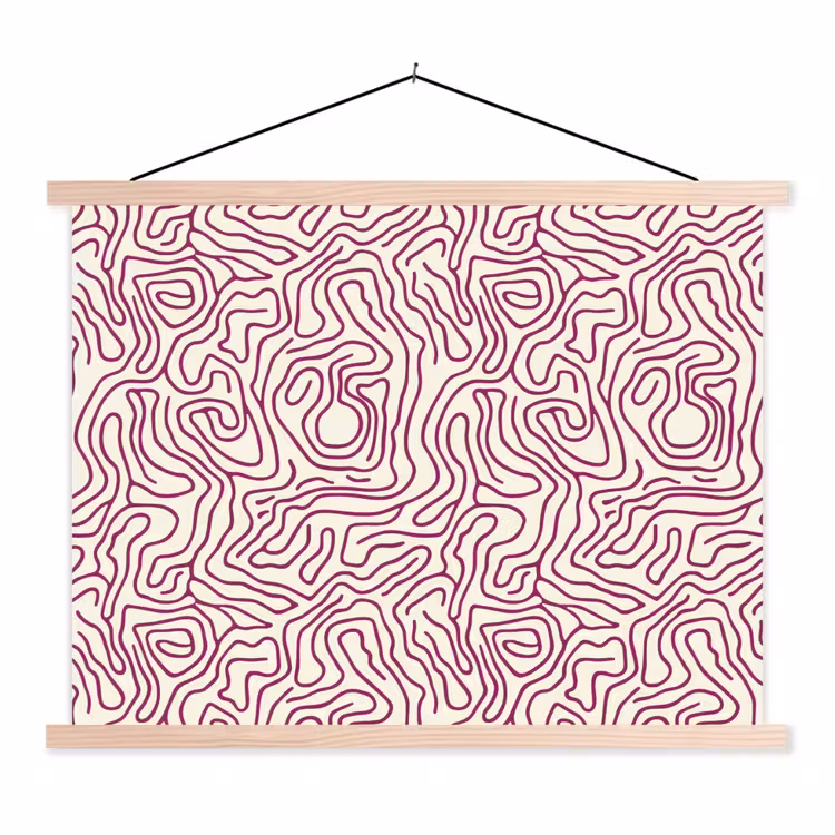 Schoolplaat - Kronkelende lijn - Magenta - Crème — 1
