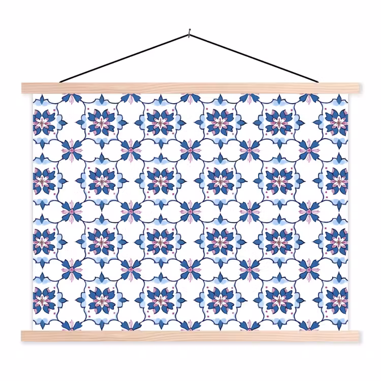 Schoolplaat - Modern - Patroon - Blauw - Roze — 1
