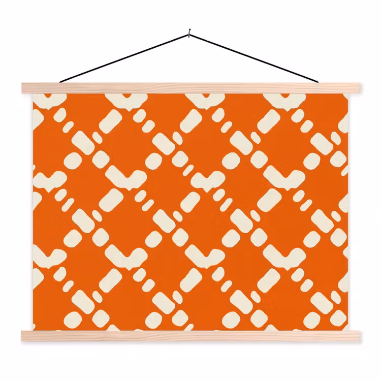 Schoolplaat - Oranje - Ruitpatroon - Wit — 1