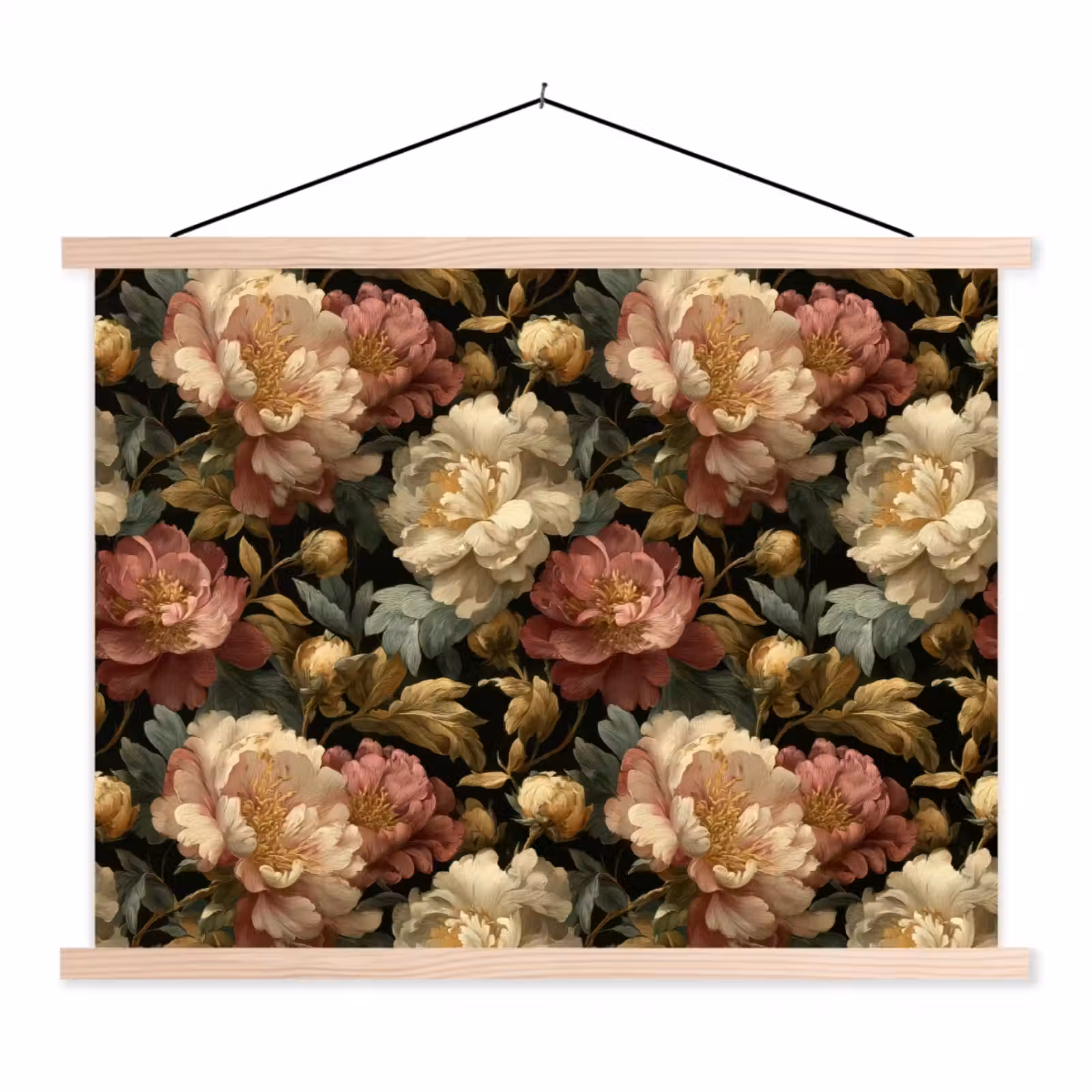 Schoolplaat - Bloemen - Barok - Patroon - Roze - Crème — 1