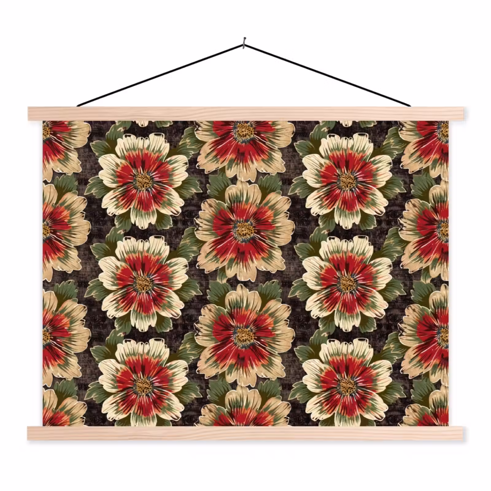 Schoolplaat - Bloemen - Klassiek - Patroon - Rood — 1