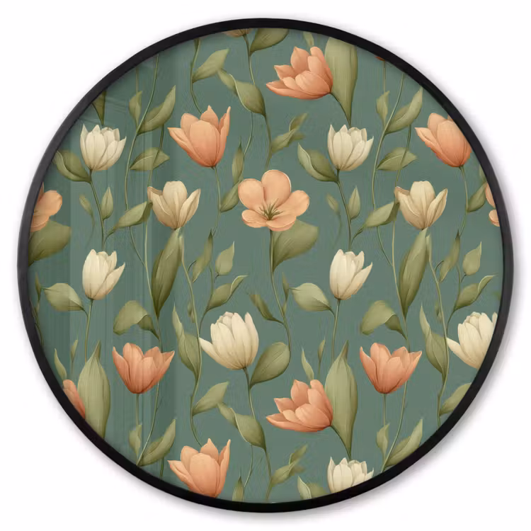 Ronde fotolijst - Tulpen - Botanisch - Groen — 1