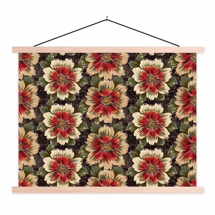 Schoolplaat - Bloemen - Klassiek - Patroon - Rood — 1