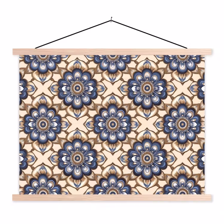 Schoolplaat - Floraal - Ornament - Blauw — 1