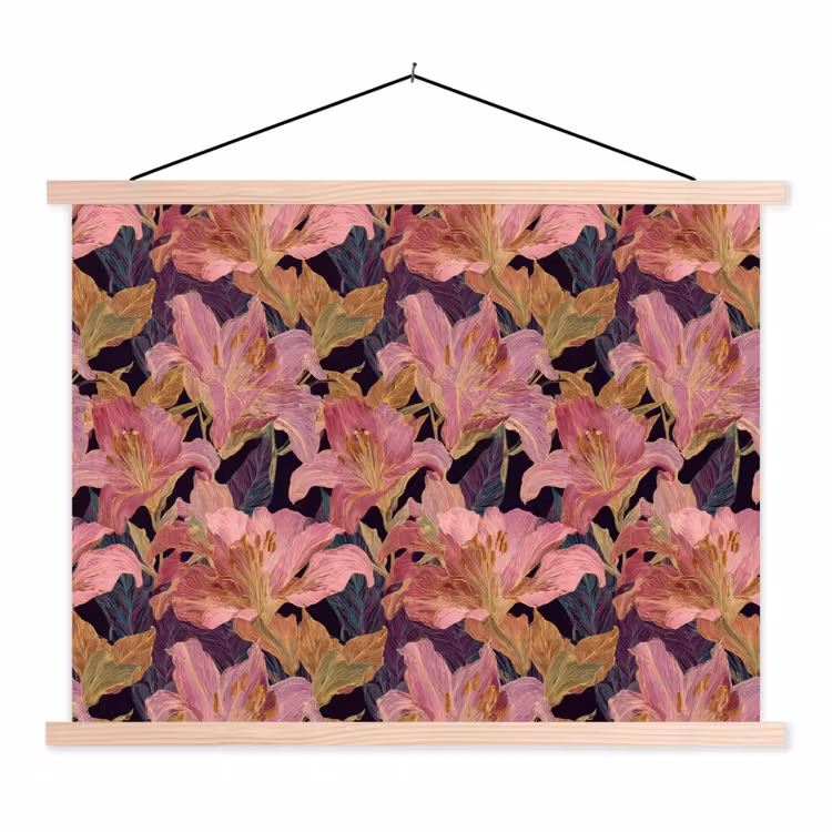 Schoolplaat - Lelies - Patroon - Roze - Goud — 1