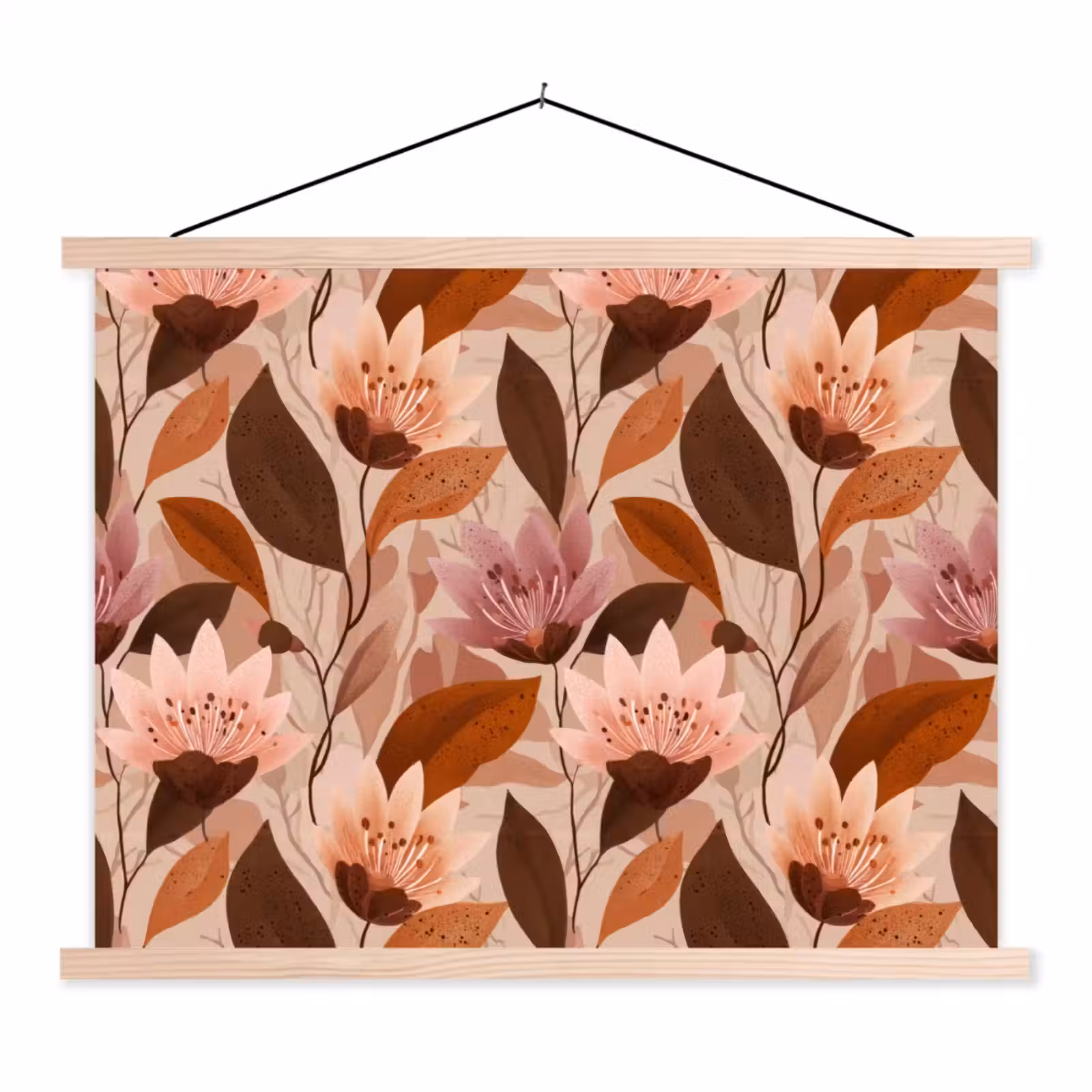 Schoolplaat - Bloemen - Bladeren - Bruin — 1