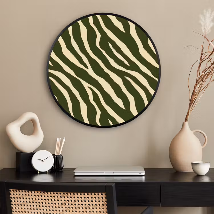 Ronde fotolijst - Zebra - Patroon - Groen — 2