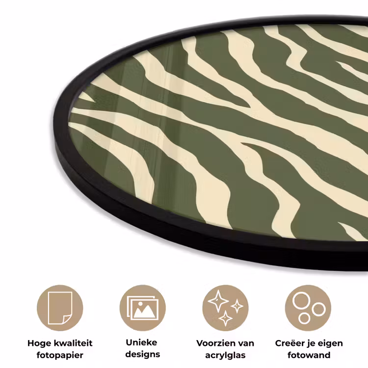Ronde fotolijst - Zebra - Patroon - Groen — 5
